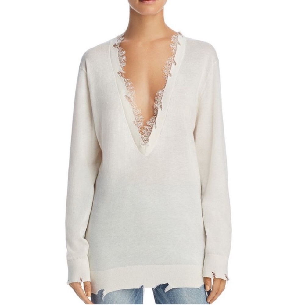 IRO.JEANS Pao Lace-Trimmed Sweater Cream XS